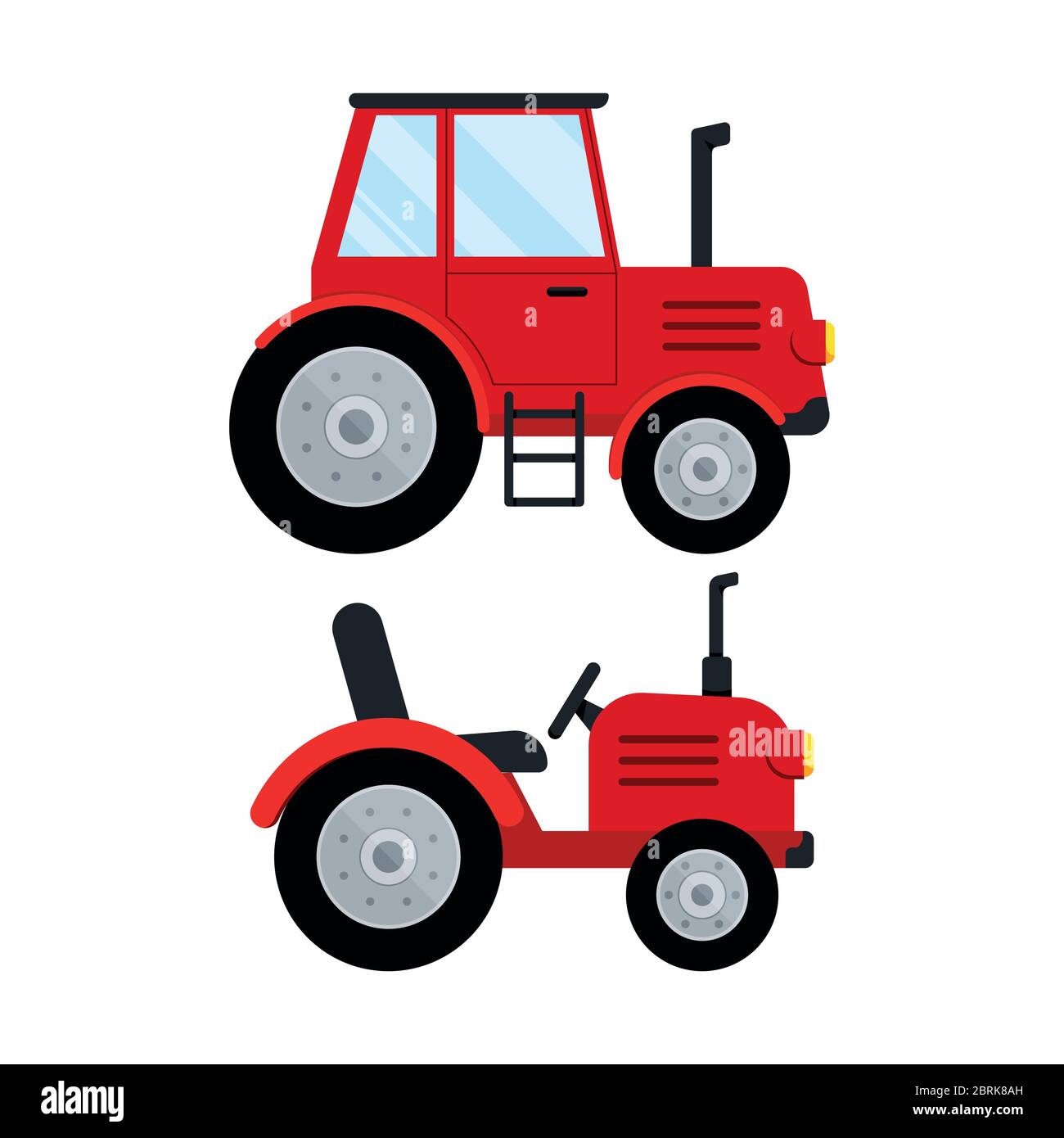 Rotes Symbol für Traktor auf weißem Hintergrund. Stock Vektor