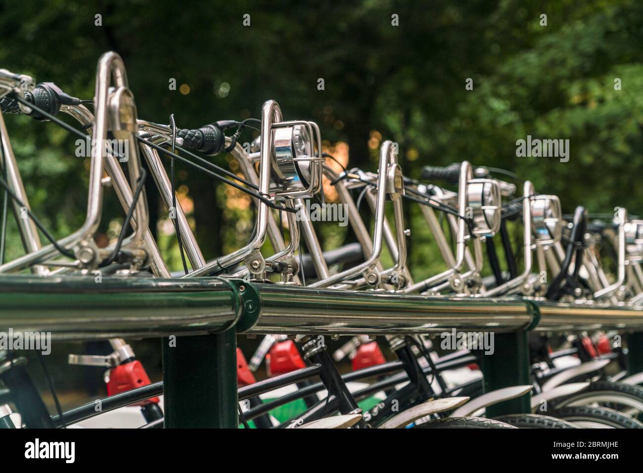 Fahrradsharing Station am Mariatorget in Sodermalm Stockfoto