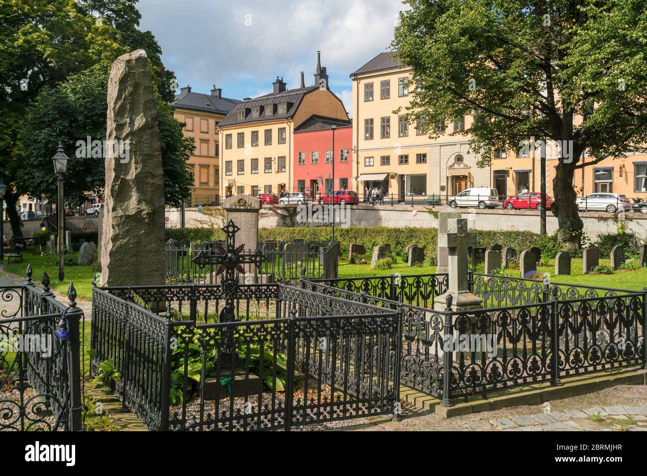 Friedhof der St. Maria Magladalena Kyrka Kirche in Sodermalm Stockfoto