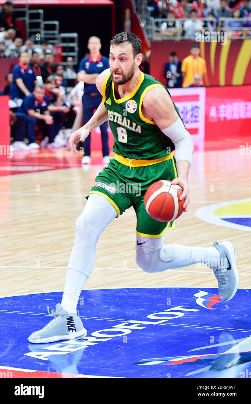 Andrew Bogut (Australien). FIBA Basketball Wm China 2019, Halbfinale. Bronze Medaille Spiel Stockfoto