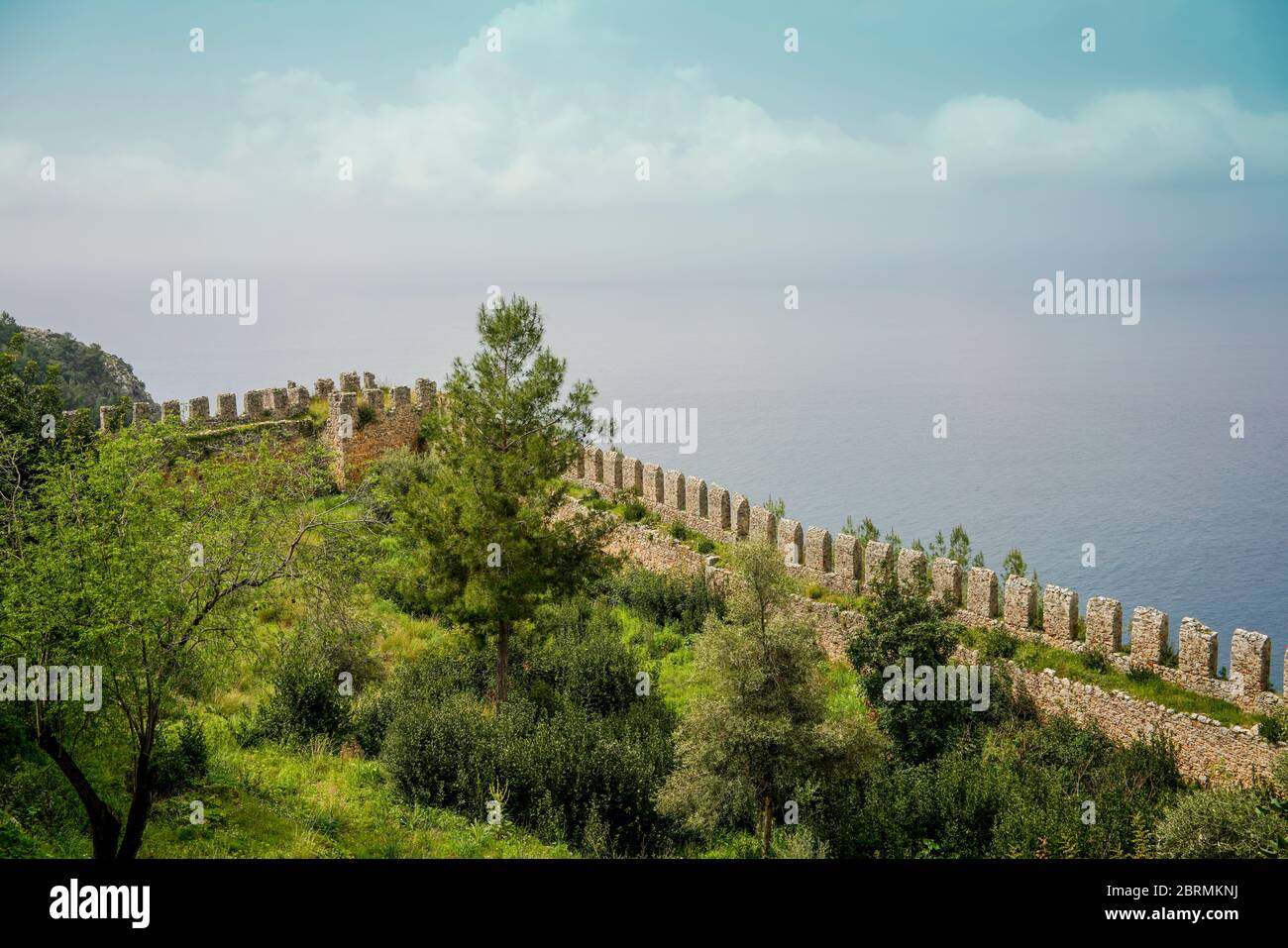 Die Mauern der Burg von Alanya am mittelmeer Stockfoto