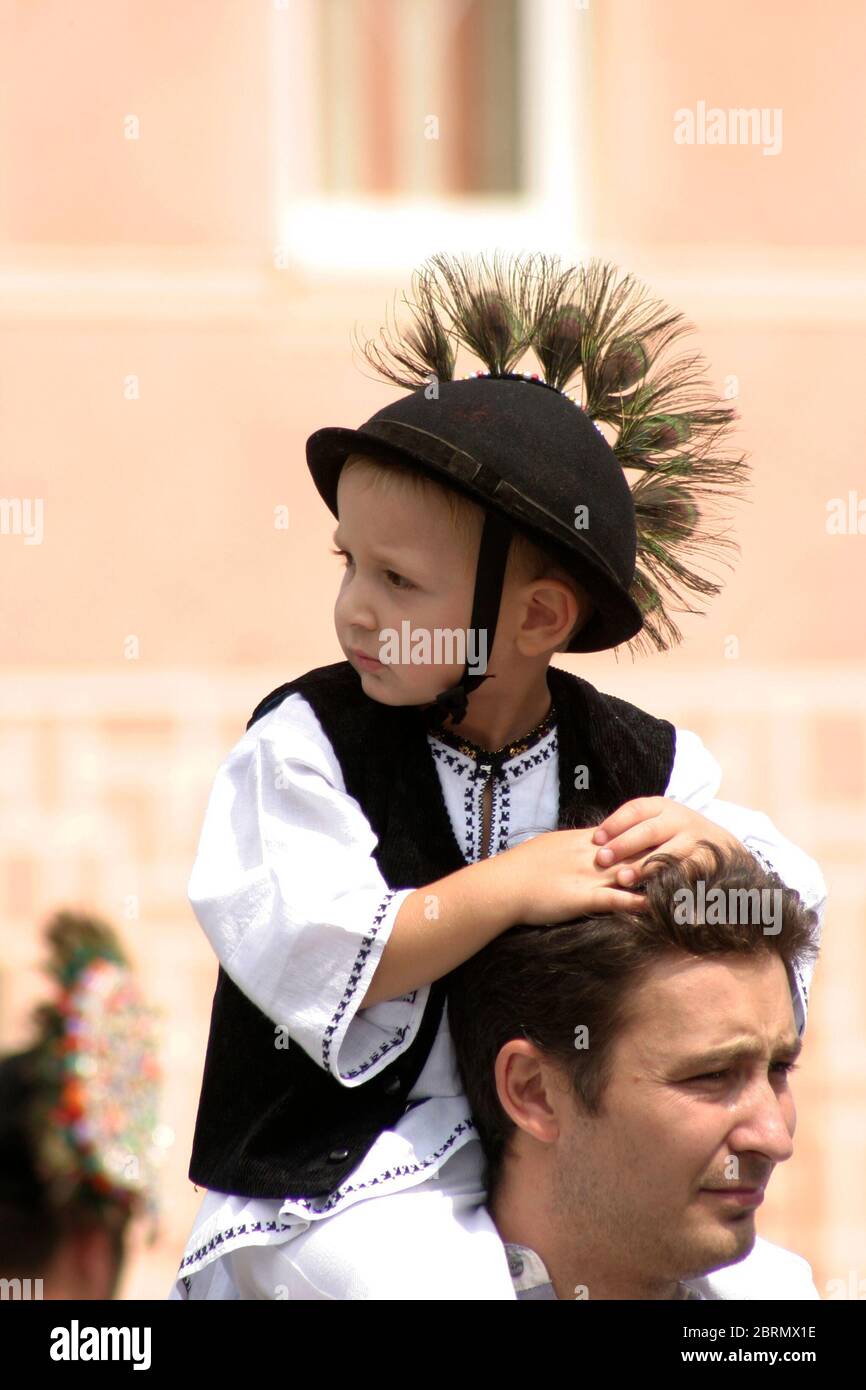 Traditionelles Festival in Gura Raului, SB, Rumänien: Sarbatoarea Portului beliebt. Stockfoto