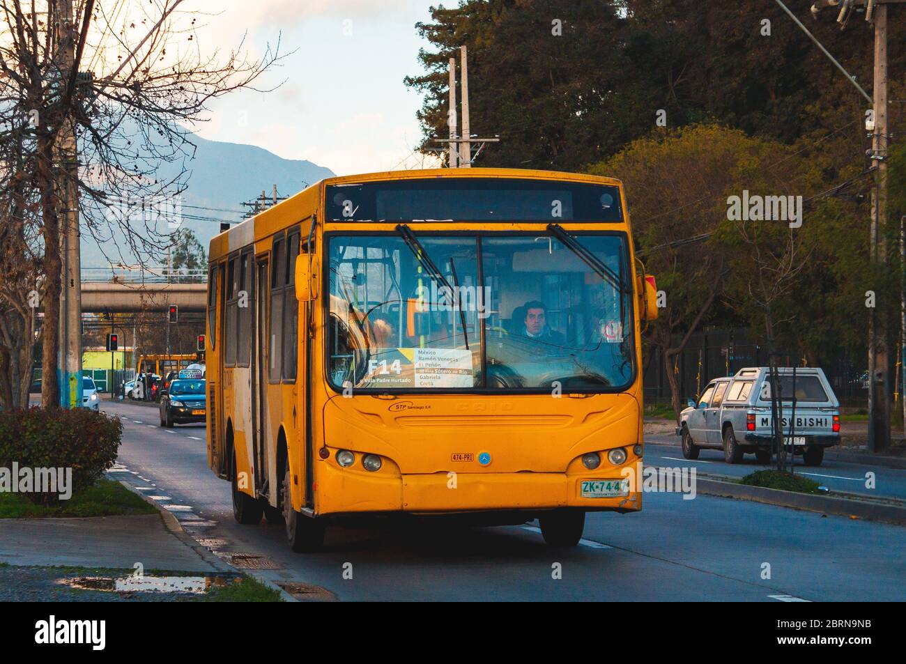 Santiago, Chile - Juli 2016: Ein Transitago-Bus in Santiago Stockfoto