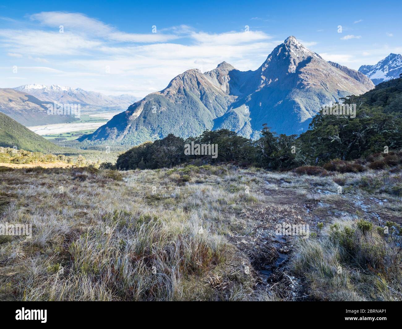 Upper Peak, Humboldt Mountains vom Sugarloaf Pass (1154m) Mount Aspiring National Park, Otago, South Island, Neuseeland Stockfoto