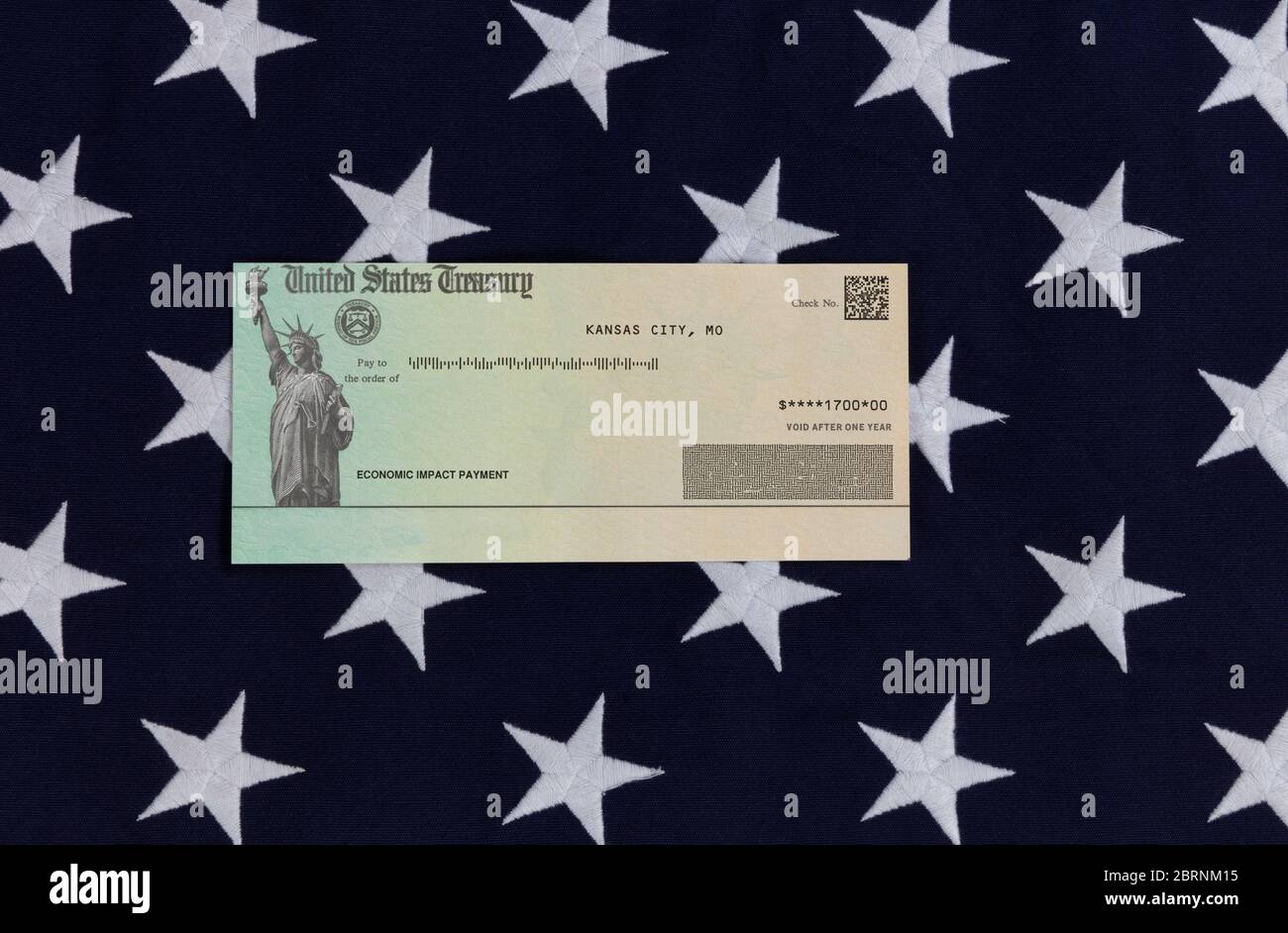 Wirtschaftliche Auswirkungen auf die Flagge der USA aufgrund der Pandemie-Situation von Covid-19 Stockfoto