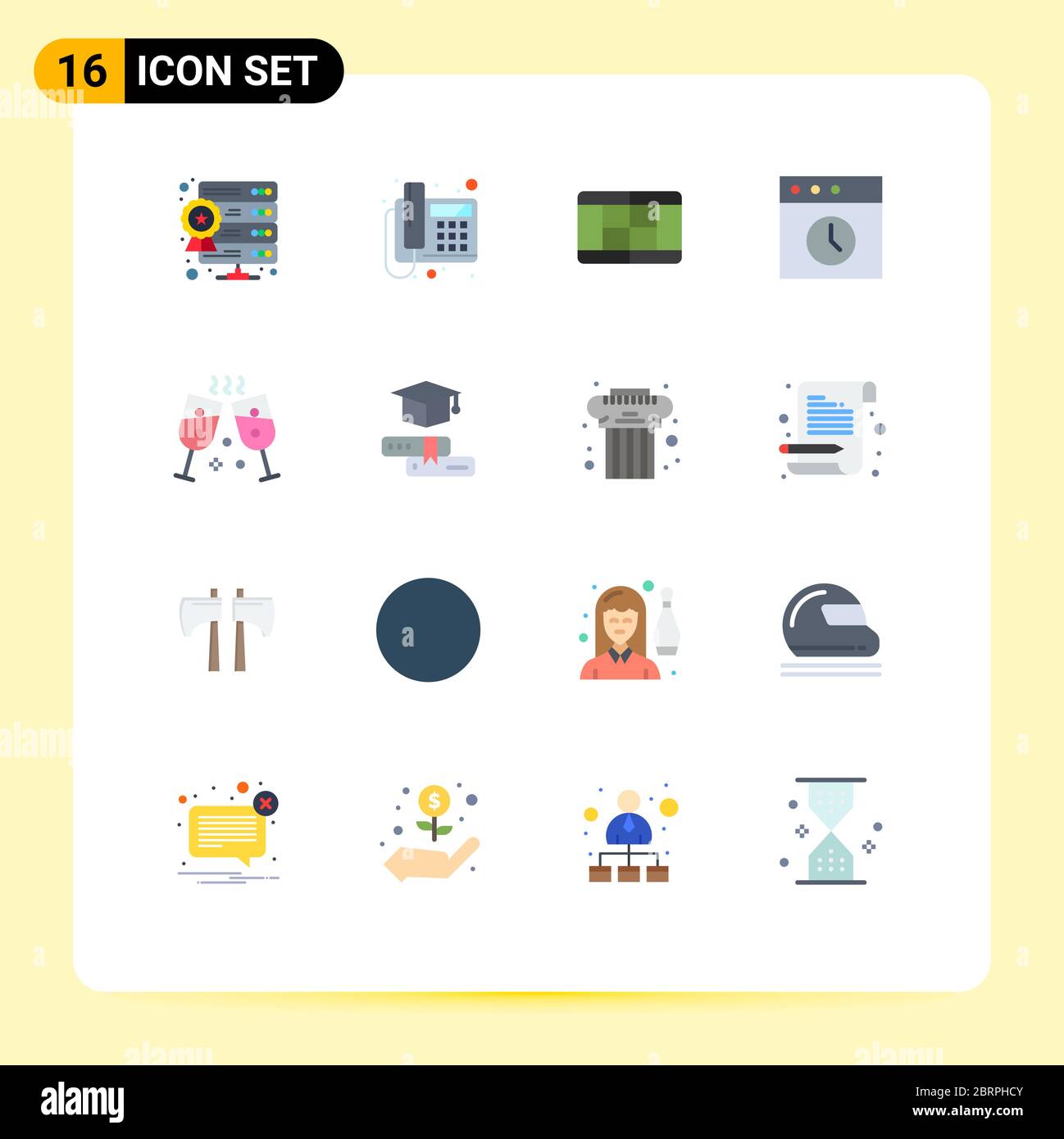 Set von 16 modernen UI-Symbole Symbole Zeichen für Bildung, Bücher, Gericht, Partei, mac bearbeitbare Pack von kreativen Vektor-Design-Elemente Stock Vektor