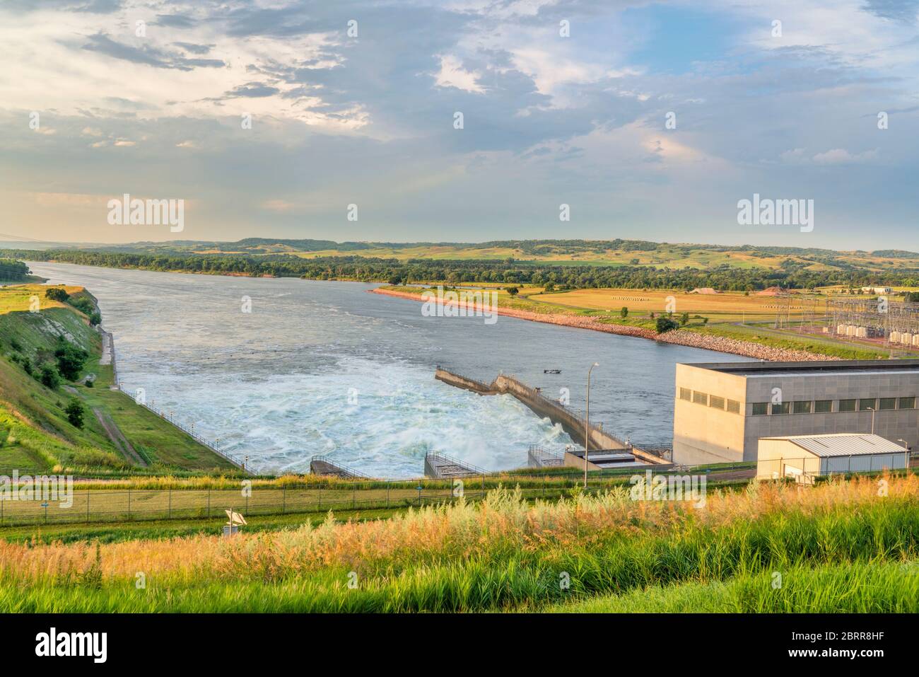 Fort Randall Damm und Wasserkraftwerk am Missouri River in South Dakota Stockfoto