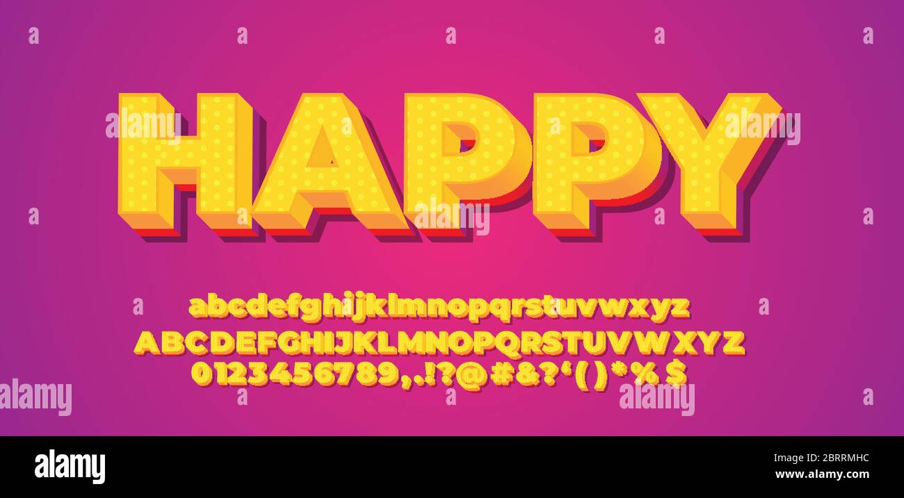 Gelbe Pop helle 3d-Schriftstil Design-Vorlagen Stock Vektor