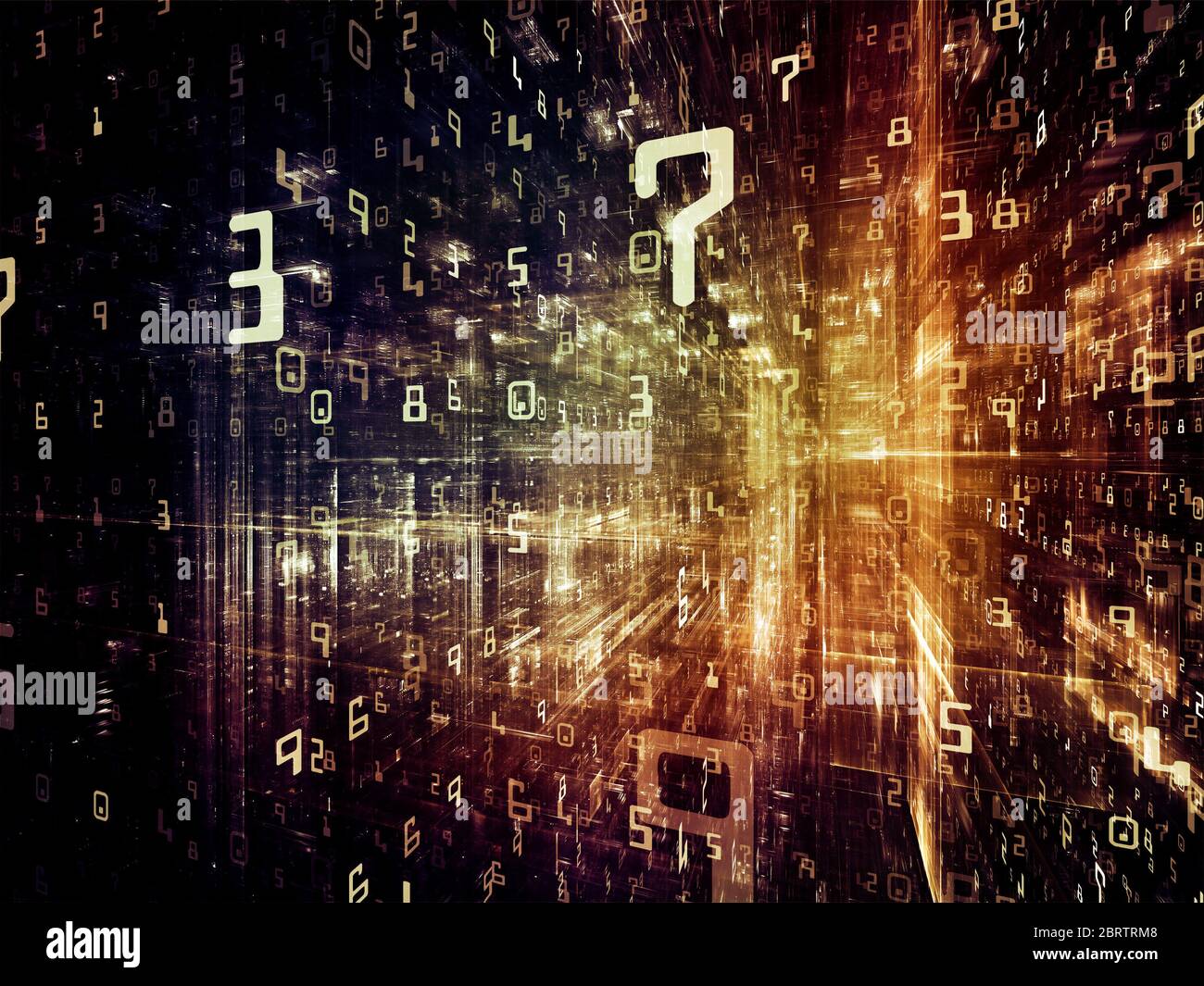 Digital City-Serie. Abstraktes Design aus dreidimensionalen Fraktalen und Zahlen zum Thema Computer, Wissenschaft, virtuelle Realität und moderne t Stockfoto