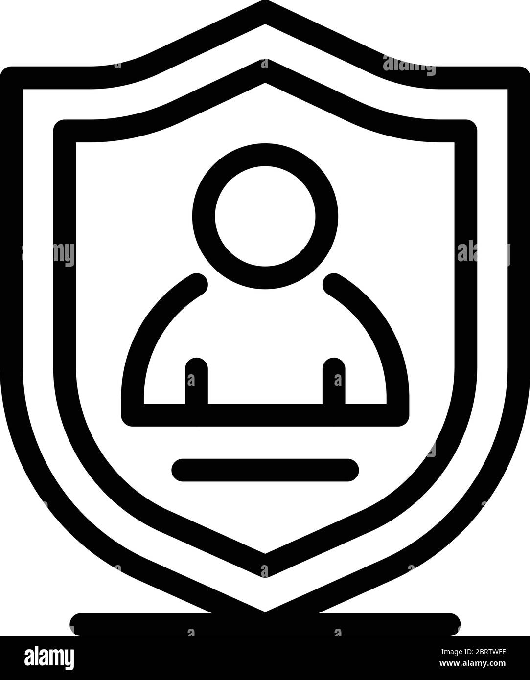 Persönliches gesichertes Schild Symbol, Umriss Stil Stock Vektor