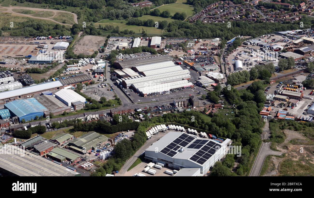 Luftaufnahme des Laurel Handelsgutes, Oldham Stockfoto