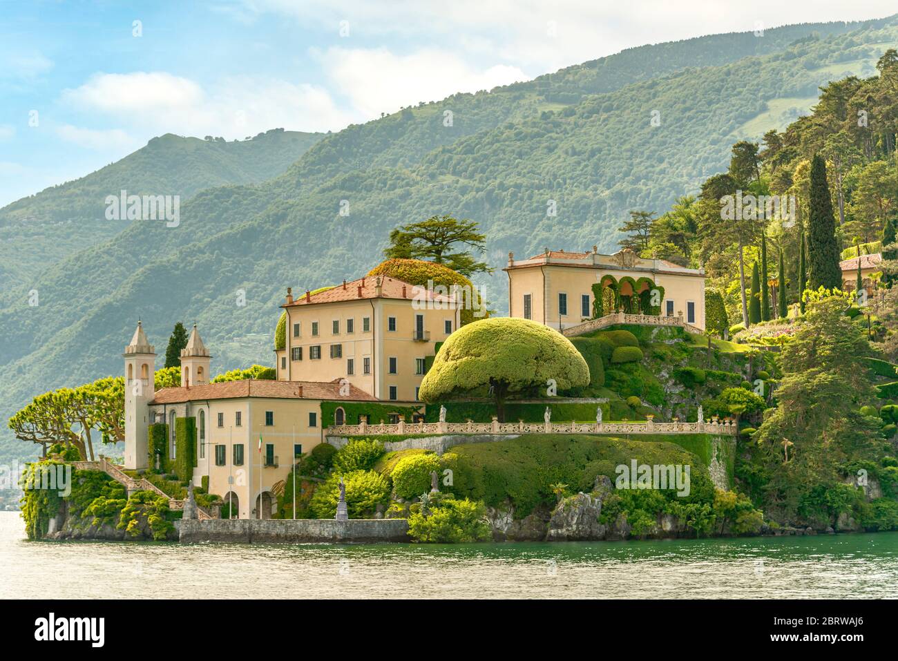 Villa Balbianello in Lenno am Comer See, vom See aus gesehen, Lombardei, Italien Stockfoto