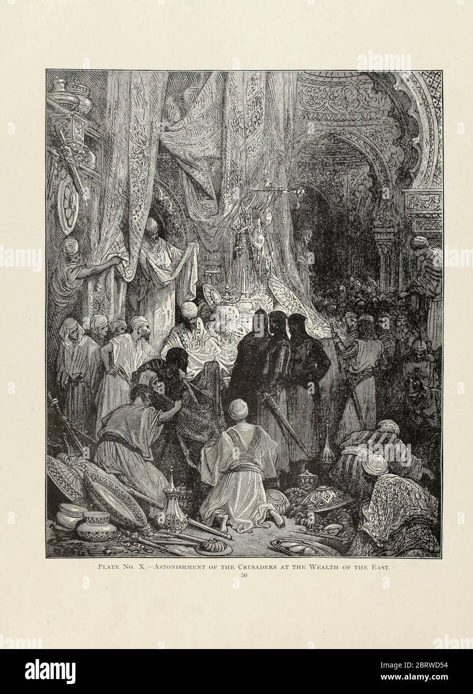 Staunation of the Crusaders at the Wealth of the East Plate X aus dem Buch Story of the Crusades. Mit einer großartigen Galerie von hundert ganzseitigen Stichen des weltberühmten Künstlers Gustave Doré [Gustave Dore] von Boyd, James P. (James Penny), 1836-1910. Veröffentlicht in Philadelphia 1892 Stockfoto