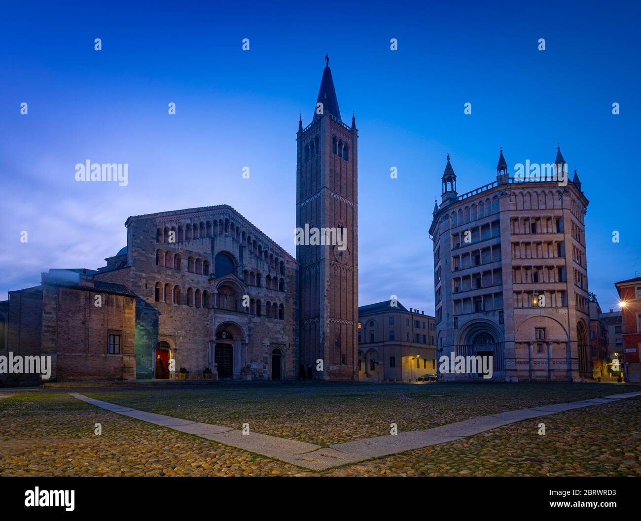 Kathedrale und Baptisterium auf der Piazza del Duomo, Parma, Emilia Romagna, Italien, Europa. Stockfoto