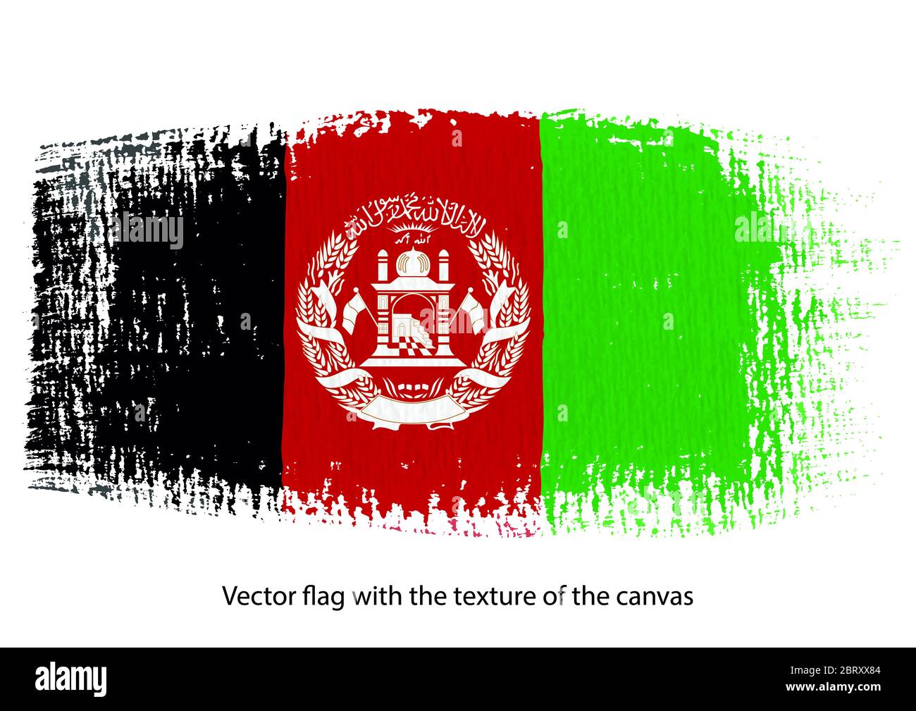 Vektor Pinselstrich auf Leinwand Afghanistan Flagge Stockfoto