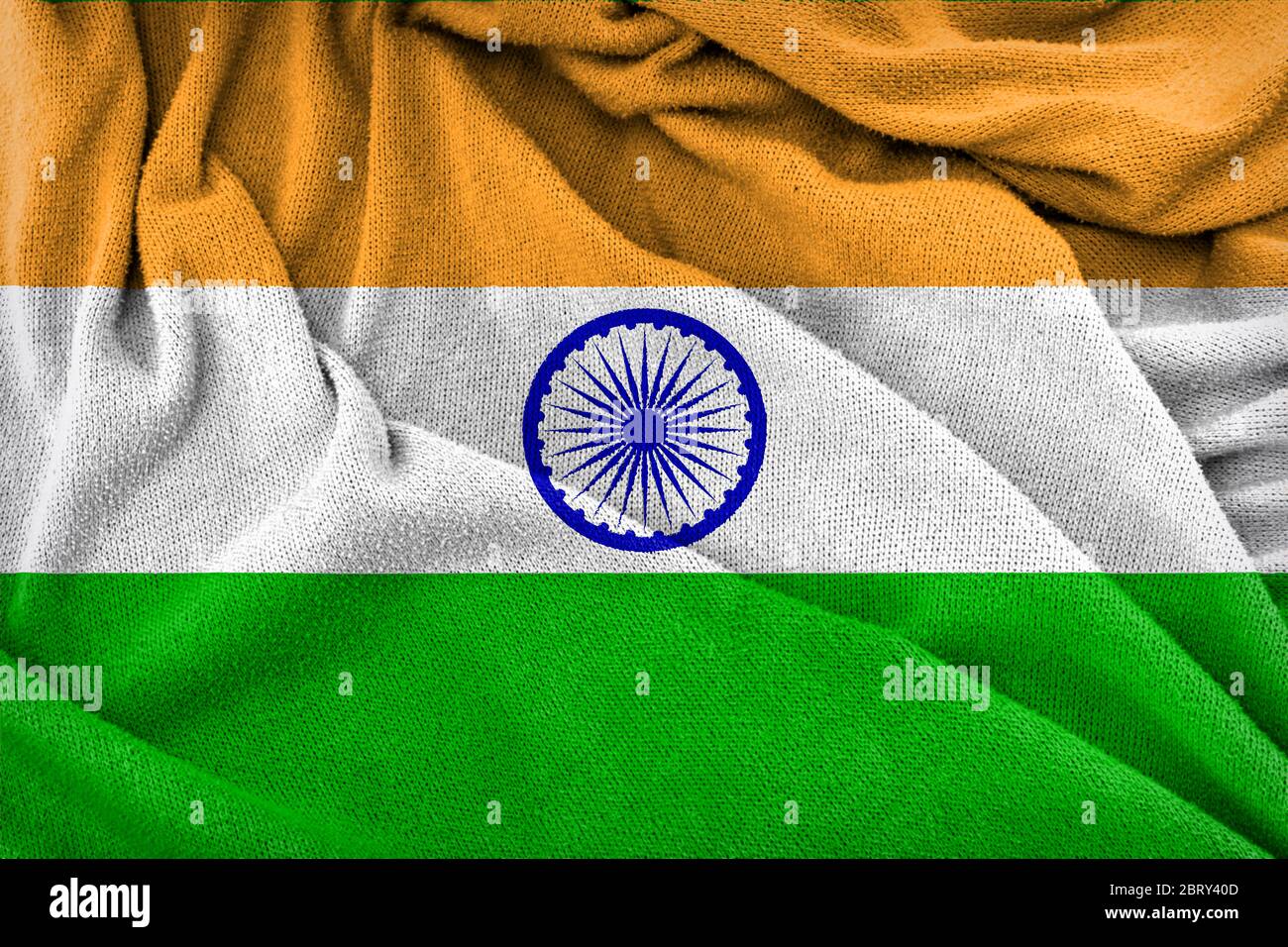 Stoff Textur von Indien Nationalflagge Stockfoto