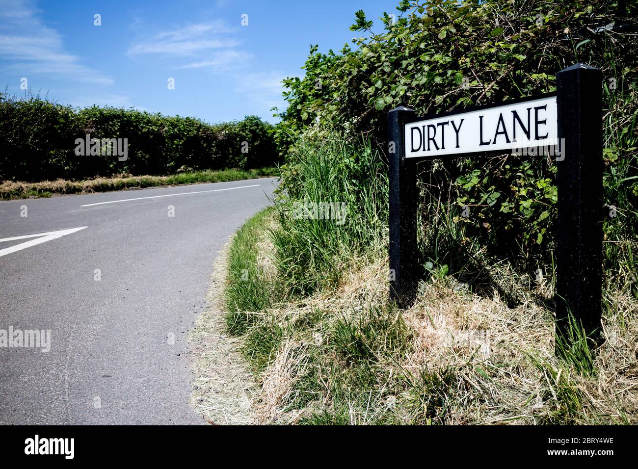 Dirty Lane Schild, Beausale, Warwickshire, England, UK Stockfoto