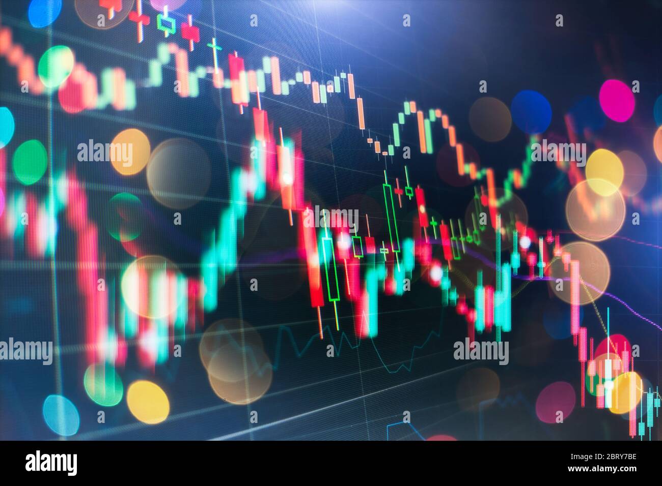 Wirtschafts- Diagramm mit Diagrammen an der Börse, für geschäftliche und finanzielle Konzepte und Berichte. Stockfoto