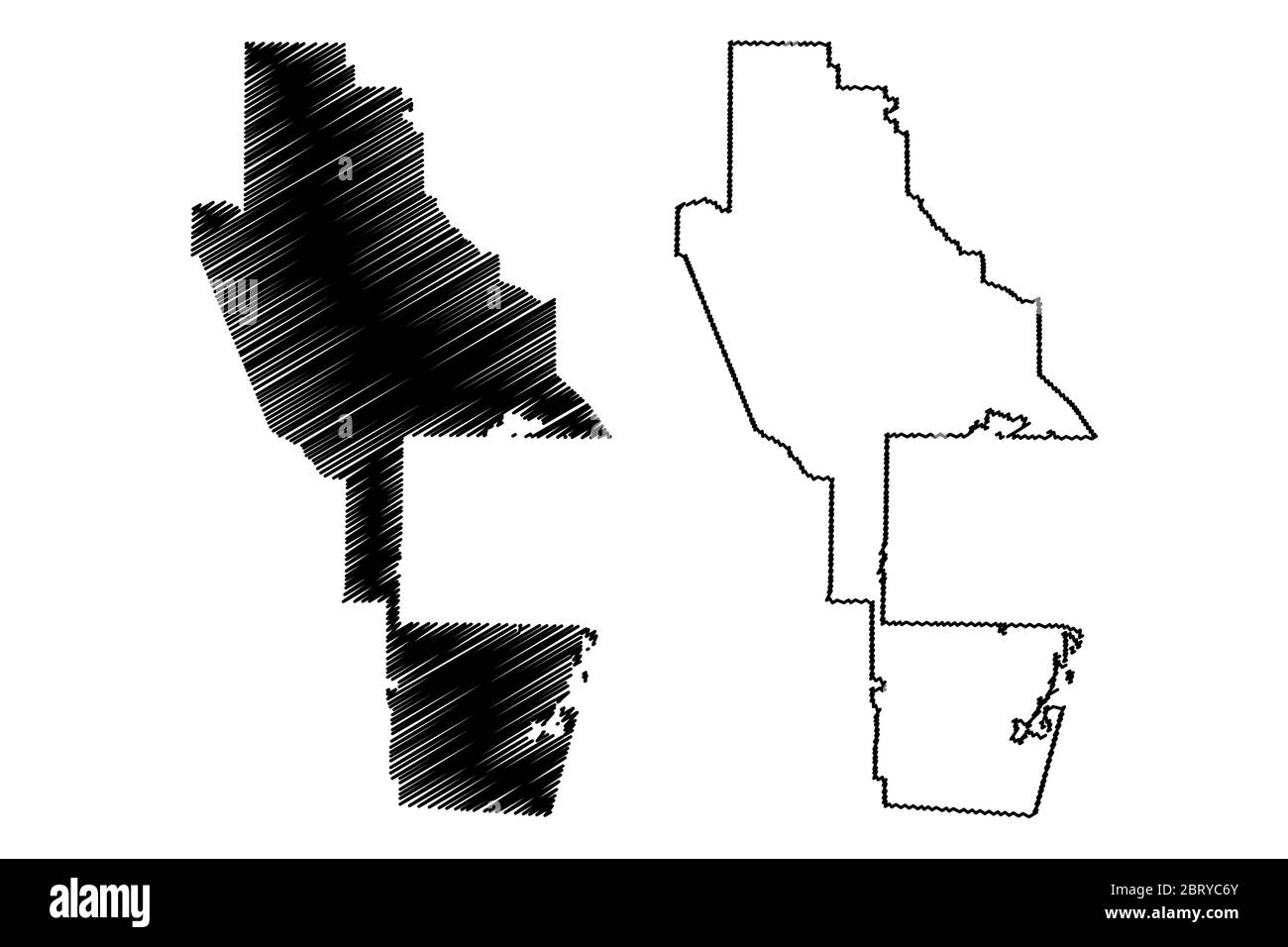 Ware County, Georgia (US County, United States of America, USA, US, US) Kartenvektor Illustration, Scribble Sketch Ware Map Stock Vektor