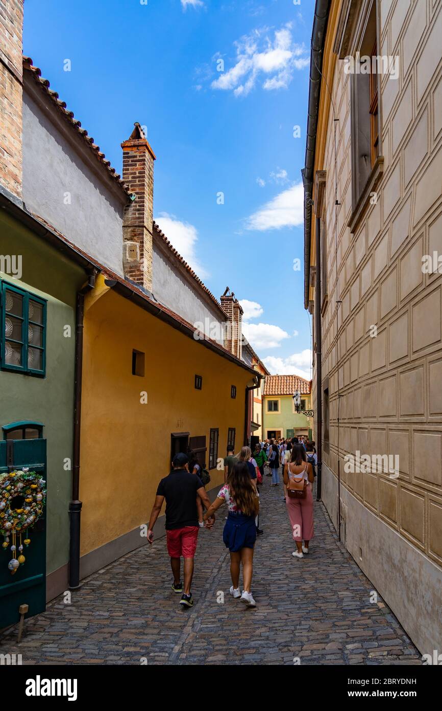 Goldene Gasse Burgviertel Straße von Prag in der Tschechischen Republik Stockfoto