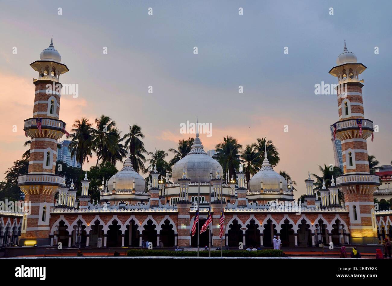Moschee 'Masjid Jamek' bei Sonnenuntergang in Kuala Lumpur, Malaysia Stockfoto