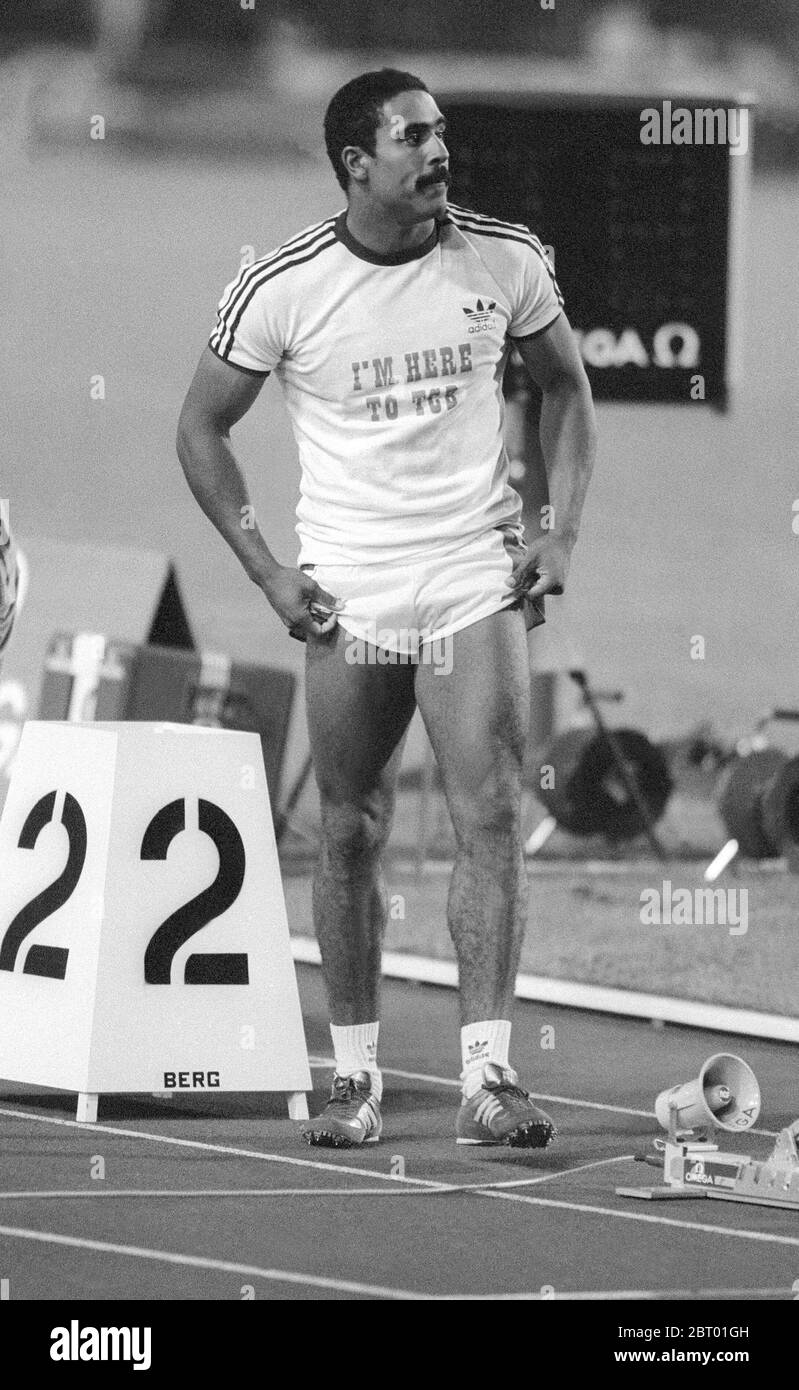 DALEY THOMPSON Britischer Europameister bei Heptathlet in Stuttgart 1986 Stockfoto