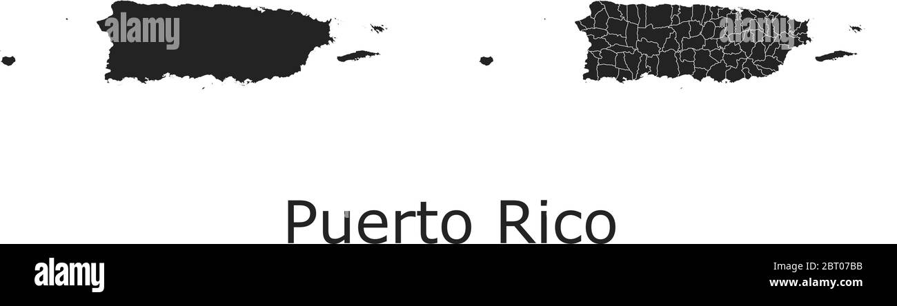 Puerto Rico Vektorkarten mit Verwaltungsregionen, Gemeinden, Departements, Grenzen Stock Vektor