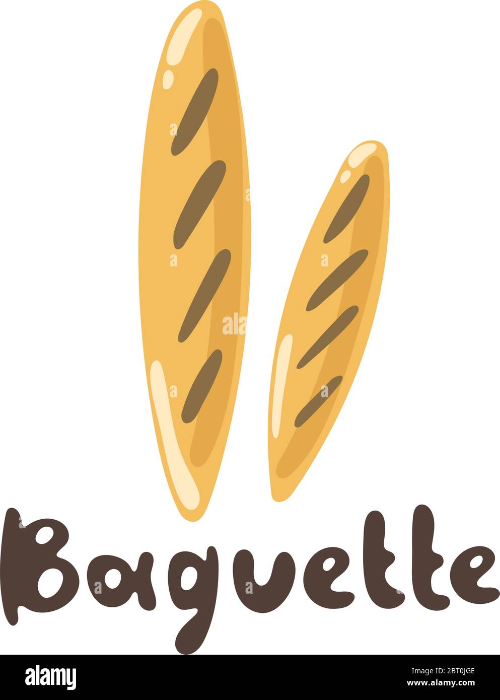 Baguette Bäckerei und Brot Ikone flachen Stil. Mehlprodukte, Vektorstock Illustrator. Baguette - einfache Illustration. Zwei Mehlprodukte. Französisches Brot Stock Vektor