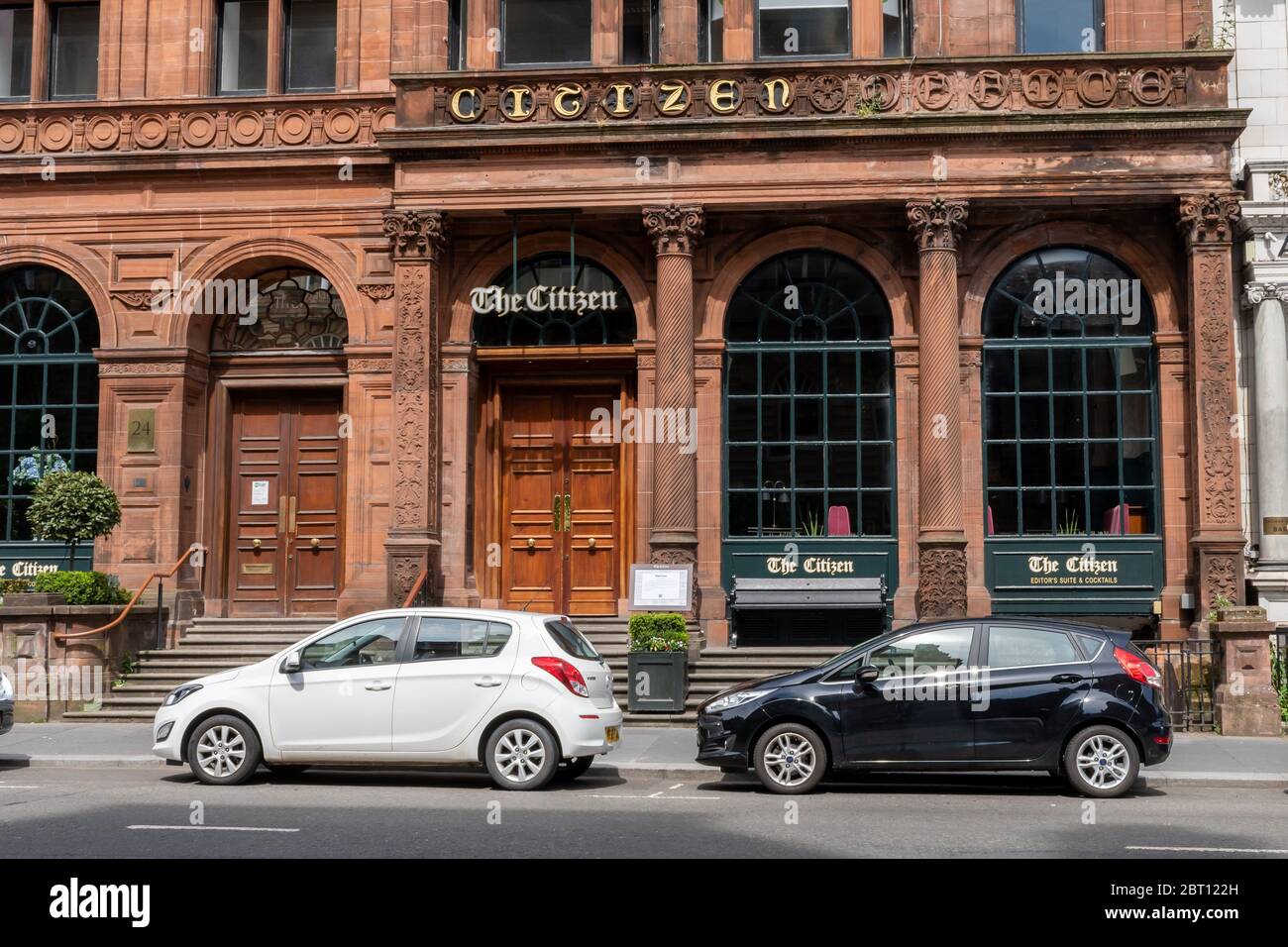 Das Äußere der Citizen Bar und Restaurant auf St. Vincent's Place im Stadtzentrum von Glasgow, Schottland. Stockfoto