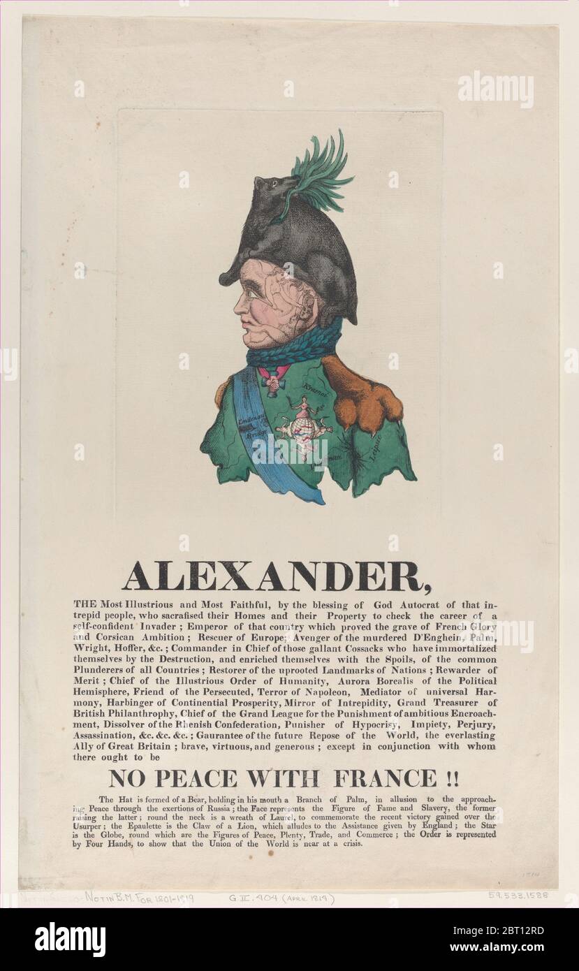 Alexander, April 1814. Stockfoto