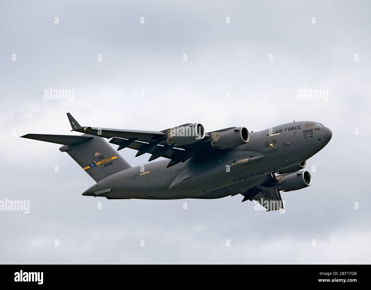 C-17 hebt von Allentown, Pennsylvania ab Stockfoto