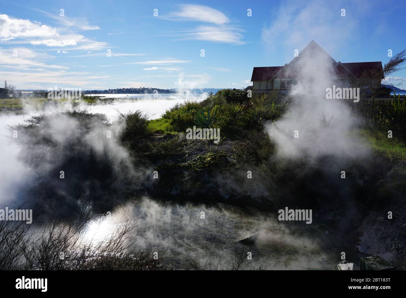 Dramatische Landschaft mit nebeligen Aussichten Stockfoto