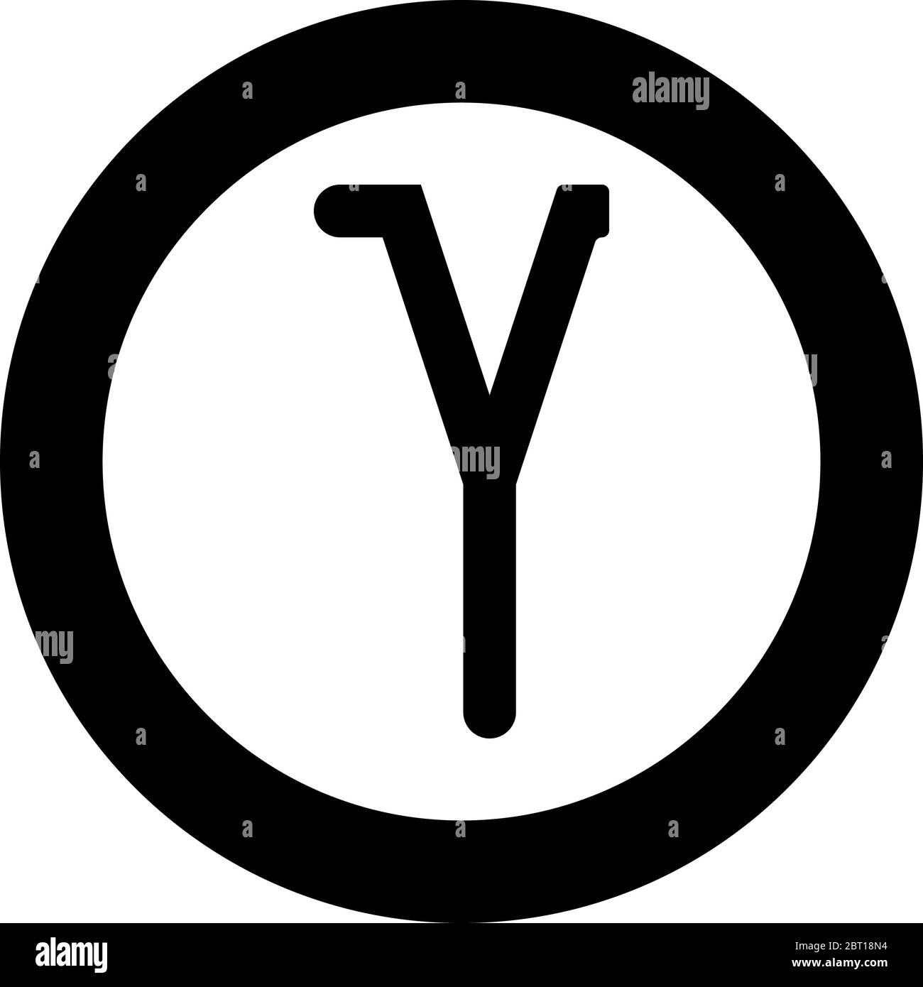 Gamma griechisch Symbol kleiner Buchstabe Kleinbuchstaben Schrift Symbol im Kreis rund schwarz Farbe Vektor Illustration flach Stil einfaches Bild Stock Vektor