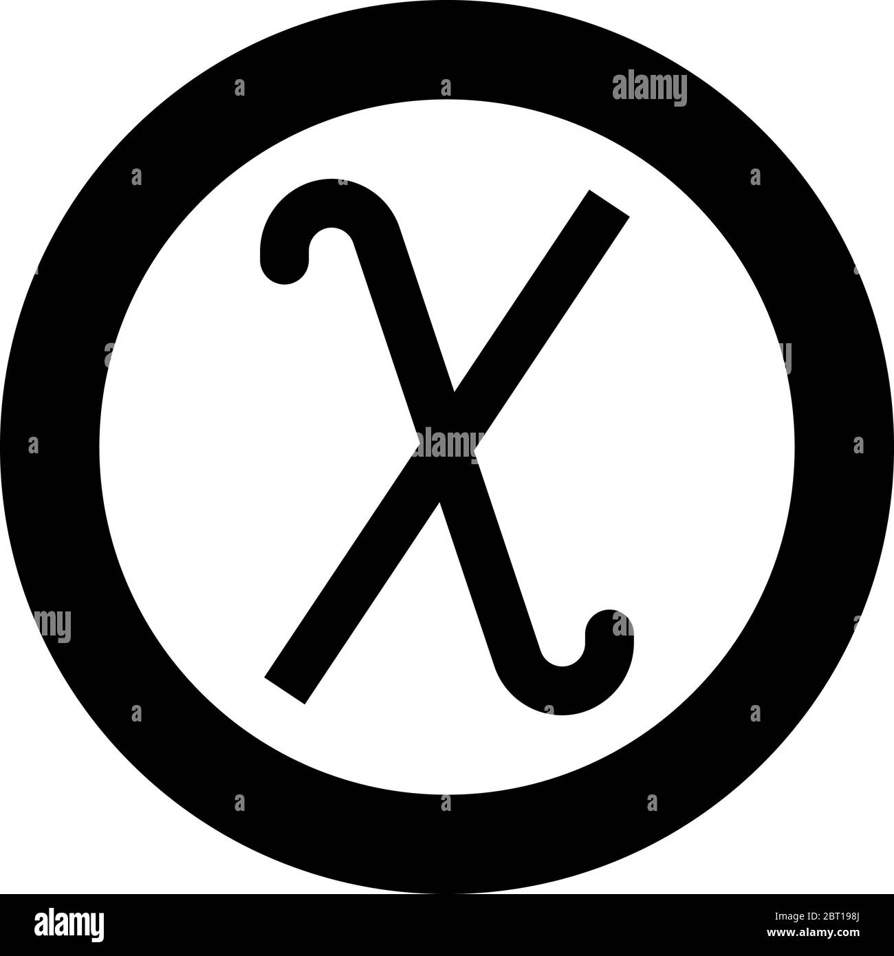 Chi griechisch Symbol kleiner Buchstabe Kleinbuchstaben Schrift Symbol im Kreis rund schwarz Farbe Vektor Illustration flach Stil einfaches Bild Stock Vektor