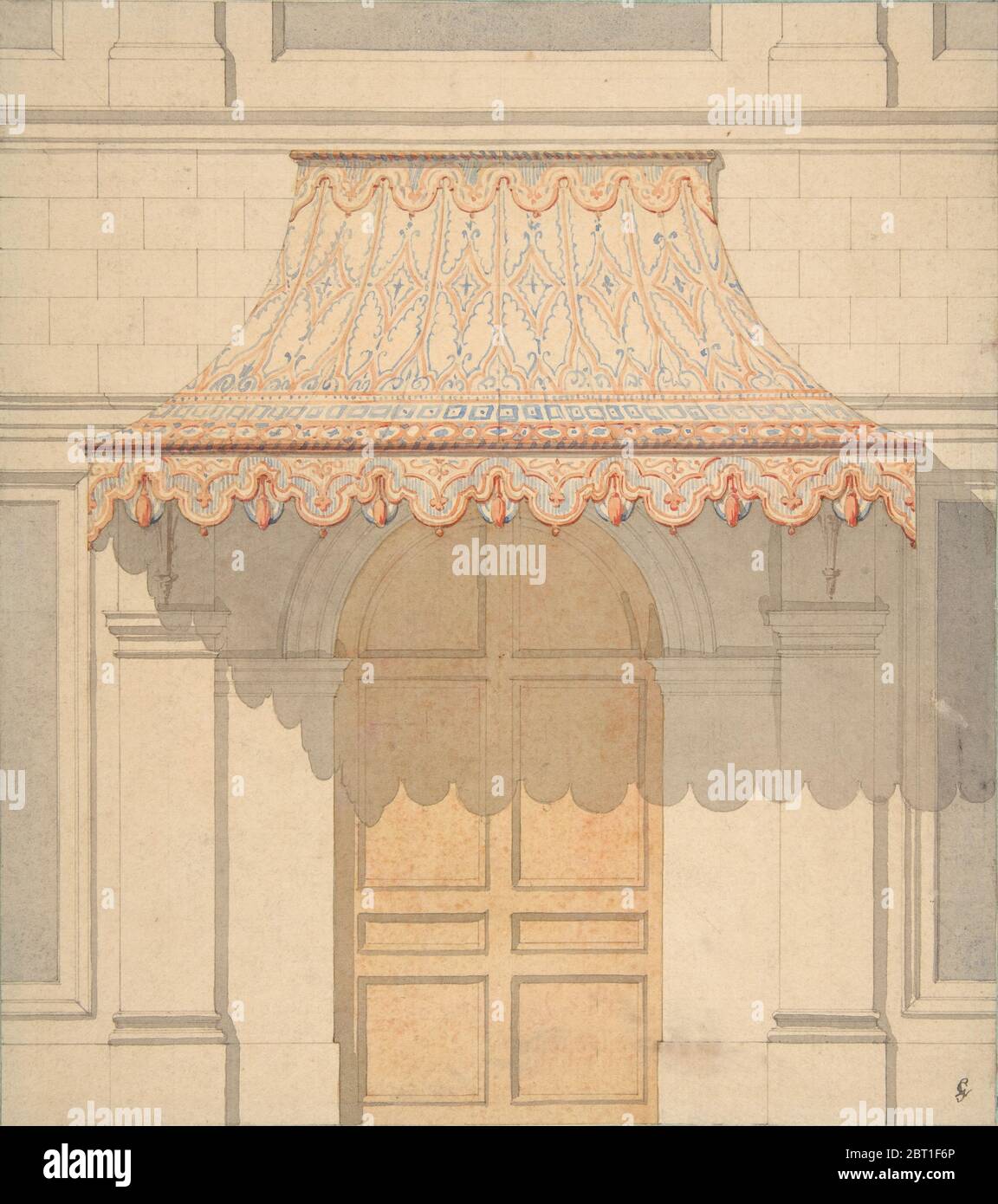 Entwurf für eine Markise über einer Tür, im maurischen Stil, 1830-97. Stockfoto