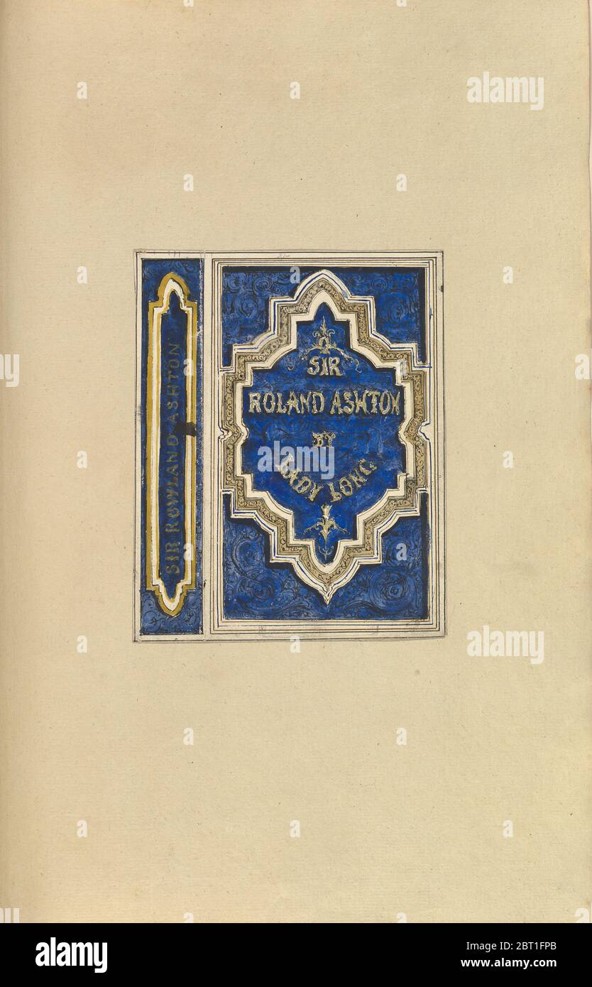 Entwurf für Buchcover, Sir Roland Ashton, von Lady Long, 1845-70. Stockfoto