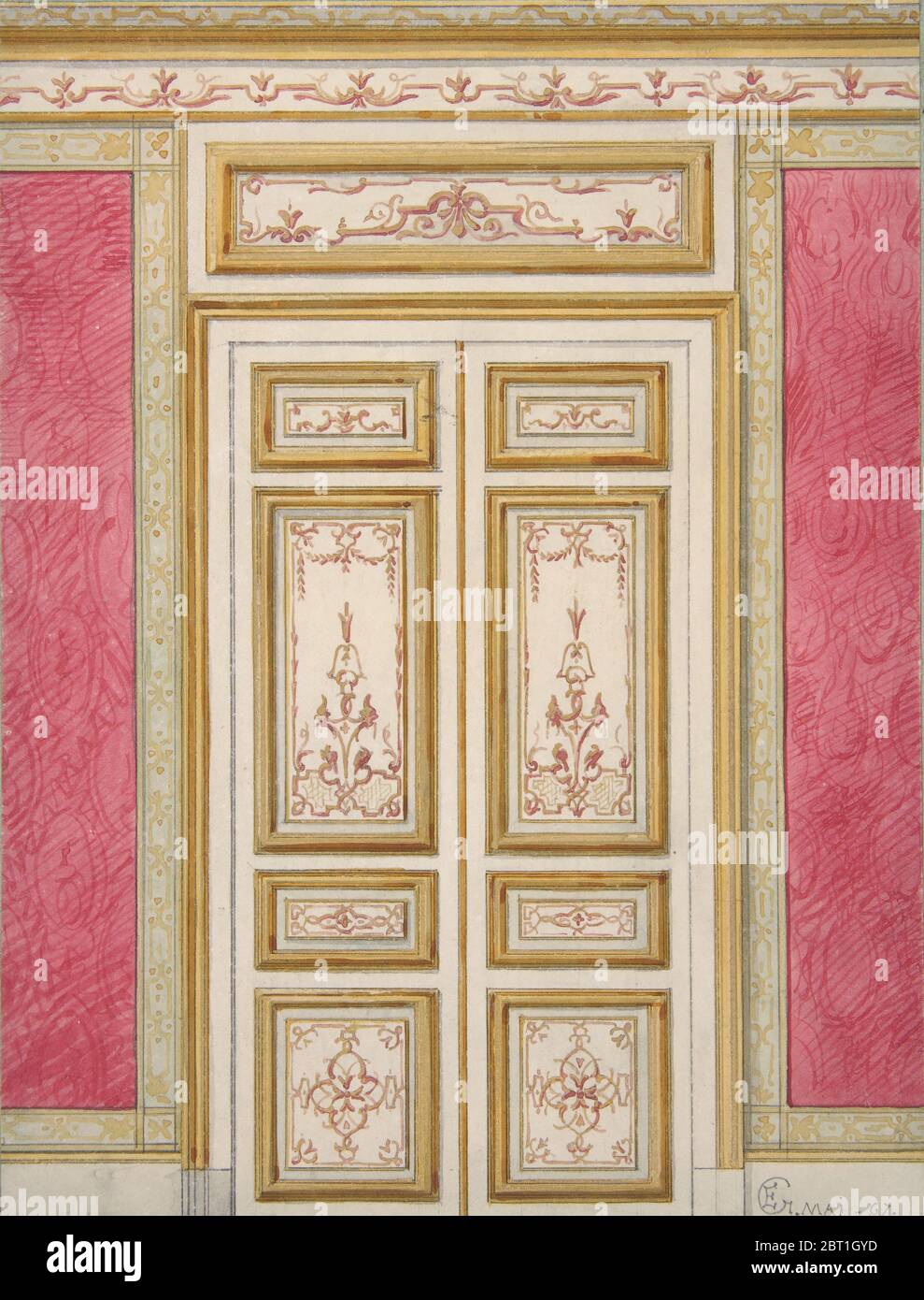 Design für Doppeltüren im Rokoko-Stil, 1867. Stockfoto