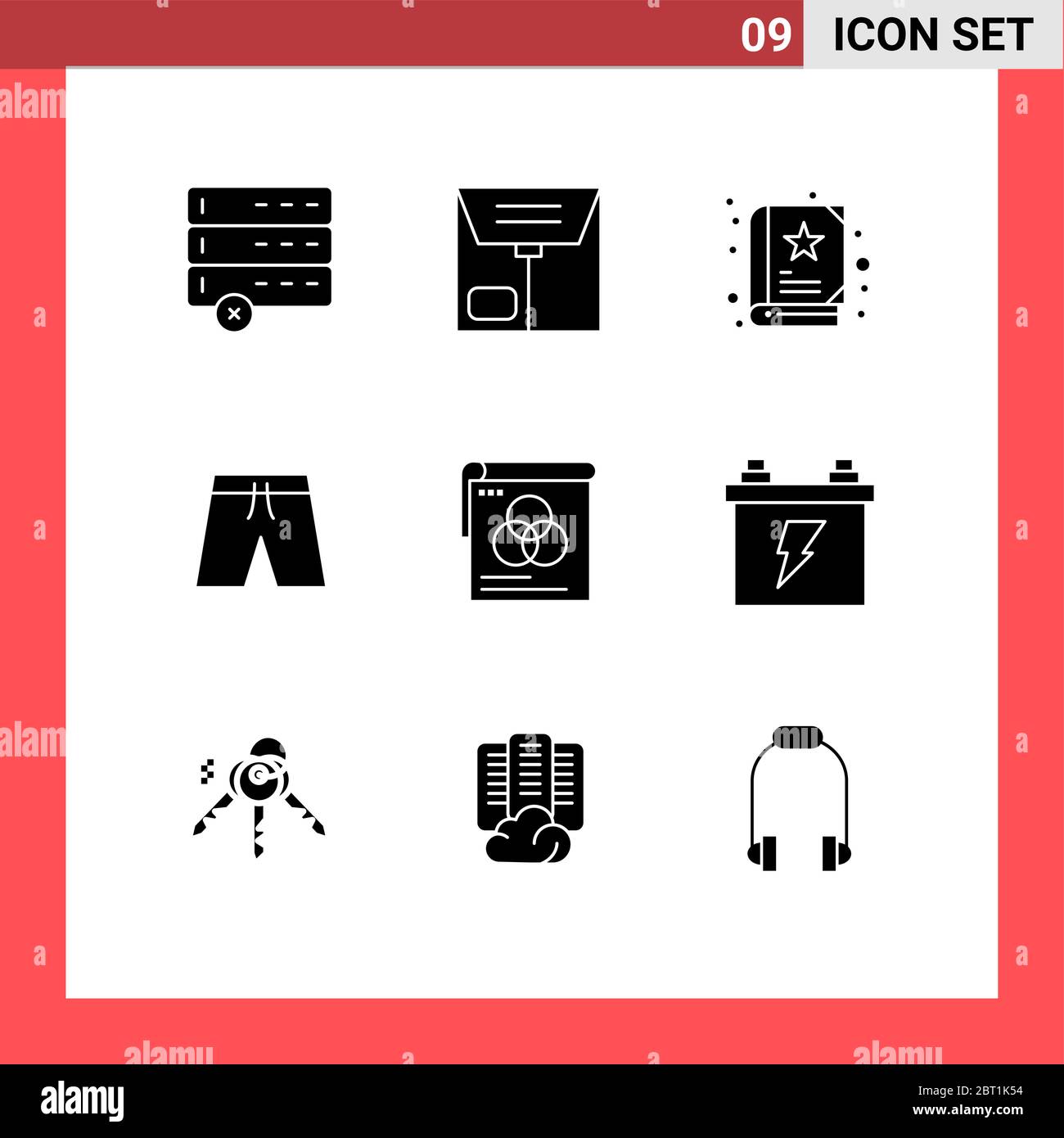 Universal Icon Symbole Gruppe von 9 Moderne feste Glyphen von Akkumulator, Tapete, Geschichte, Poster, kurze editierbare Vektor Design-Elemente Stock Vektor