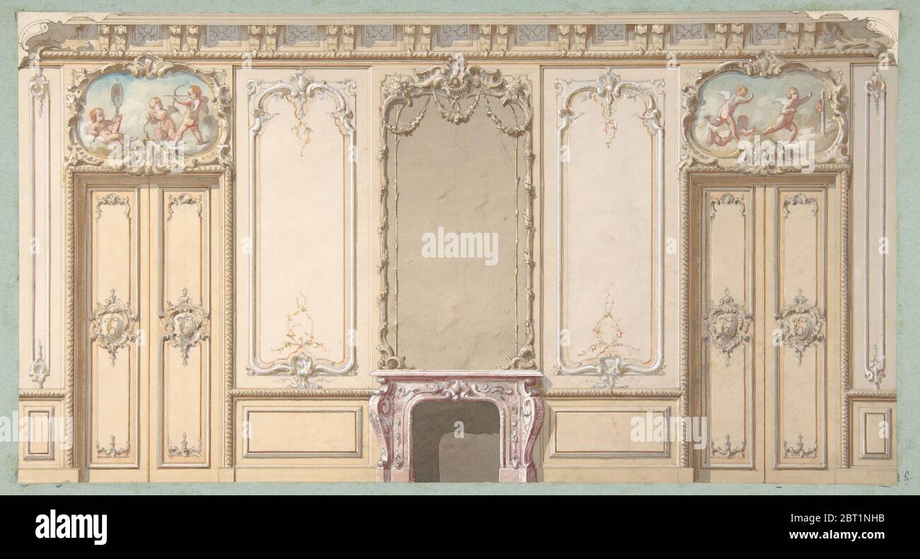Erhebung eines Salons im Louis XV-Stil, 19. Jahrhundert. Stockfoto