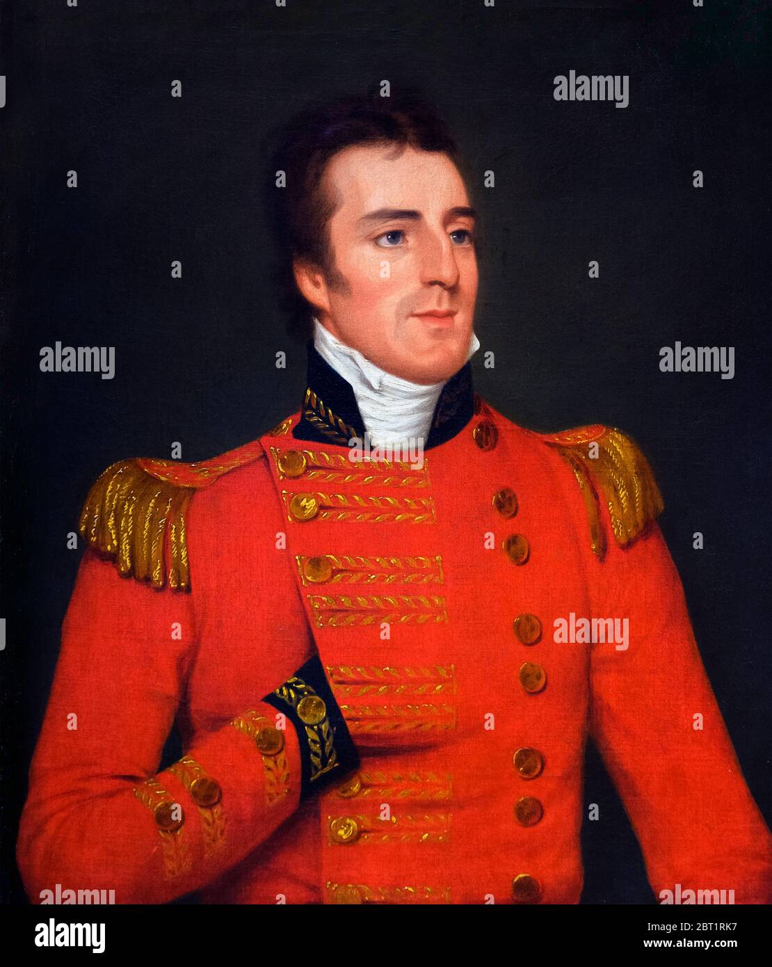 Feldmarschall Arthur Wellesley, 1. Herzog von Wellington, Porträtmalerei von Robert Home, Öl auf Leinwand, 1804. Stockfoto