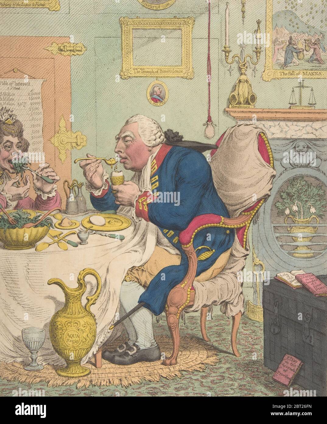 Temperance beim genießen einer frugalen Mahlzeit, 28. Juli 1792. Stockfoto