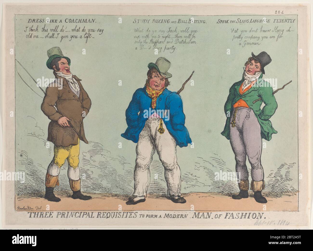 Drei Grundvoraussetzungen zur Bildung eines modernen Mannes der Mode, 15. September 1814. Stockfoto