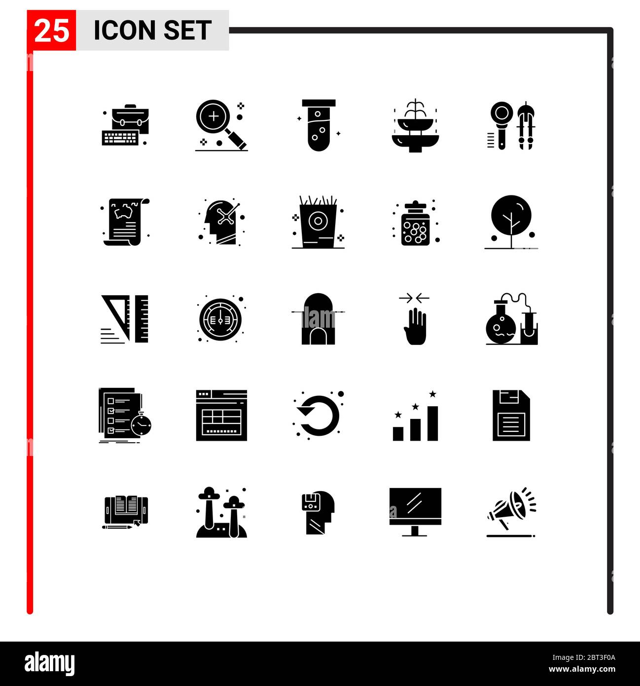 Set von 25 modernen UI-Symbole Symbole Symbole Zeichen für Touristen, Reise, ui, Urlaub, Labor editierbare Vektor-Design-Elemente Stock Vektor