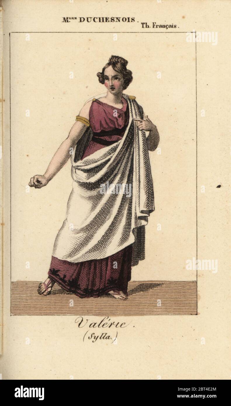 Die französische Schauspielerin Mlle. Josephine Duchesnois (1777-1835) als Valerie in Sylla von Jouy am Theater Francais, 1822. Stockfoto