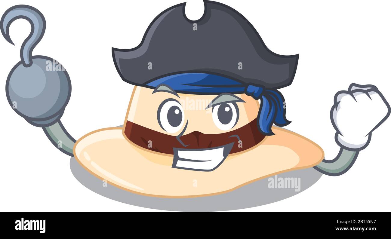 Panama Hut Cartoon-Design in einem Piraten-Charakter mit einem Haken Hand Stock Vektor