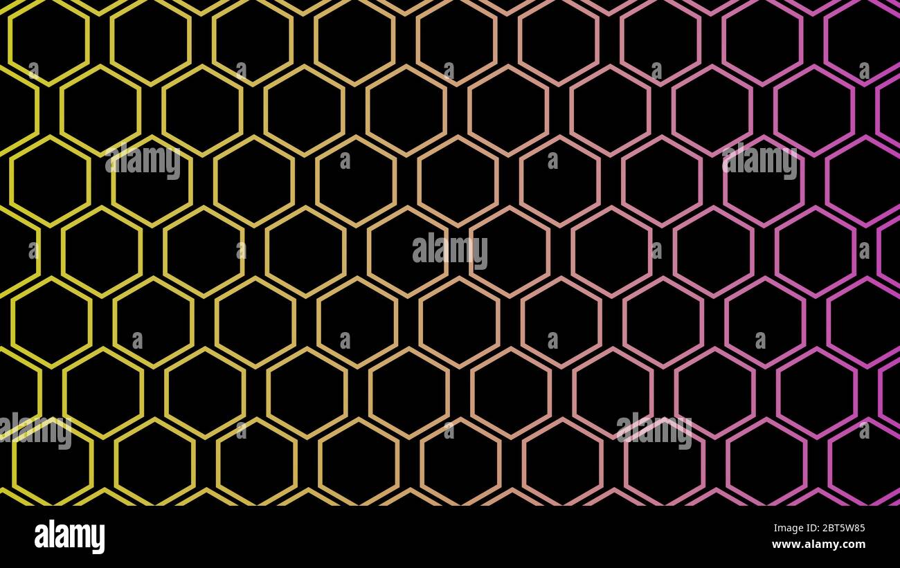 Abstrakter Hintergrund, Sechsecke oder Waben, 3D-Rendering, sechseckiges Netzwerk-Verbindungskonzept, geometrisches Illustrationsdesign, flaches Lay Stockfoto