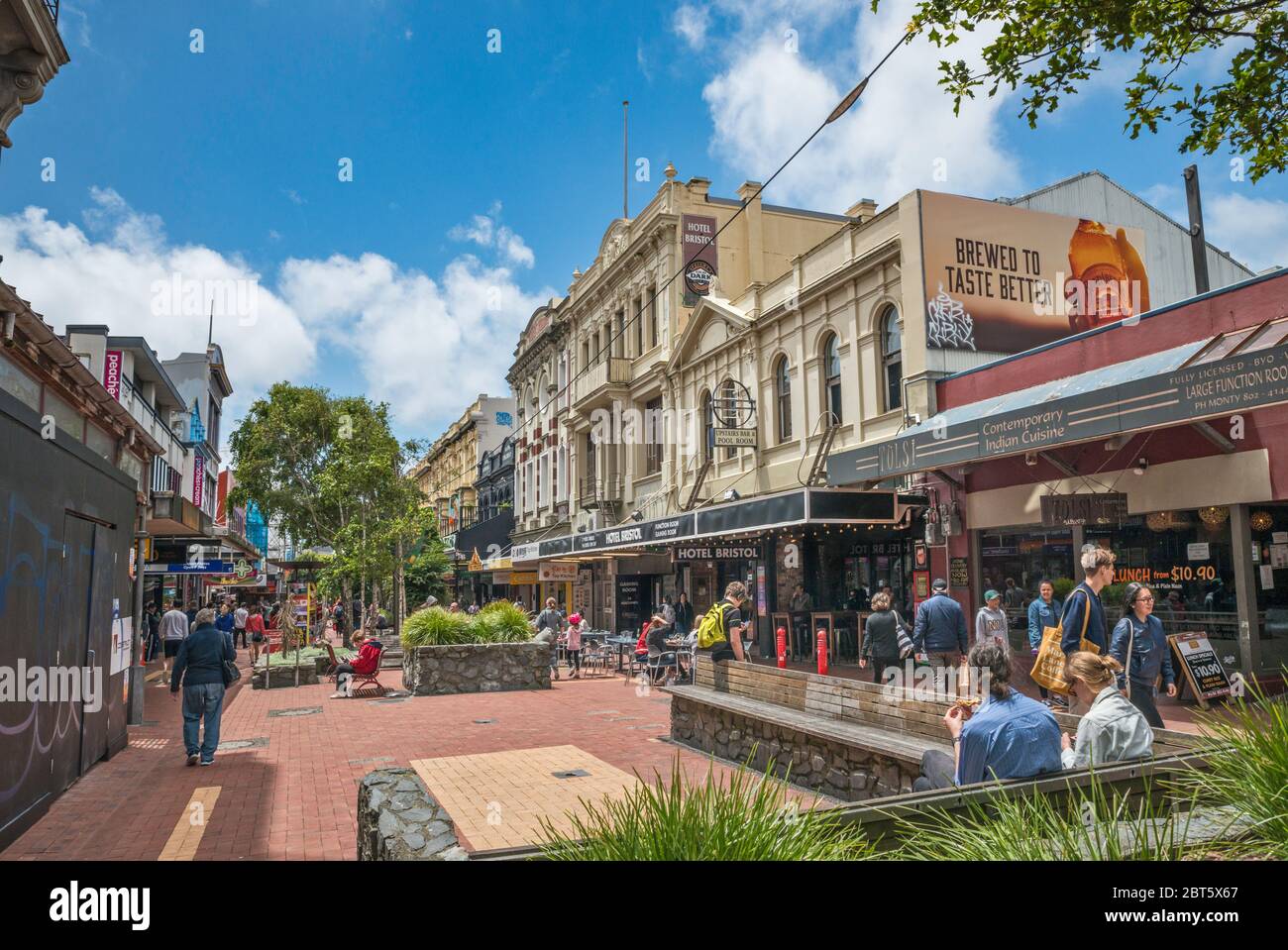 Cuba Mall in der Cuba Street in Wellington, Nordinsel, Neuseeland Stockfoto
