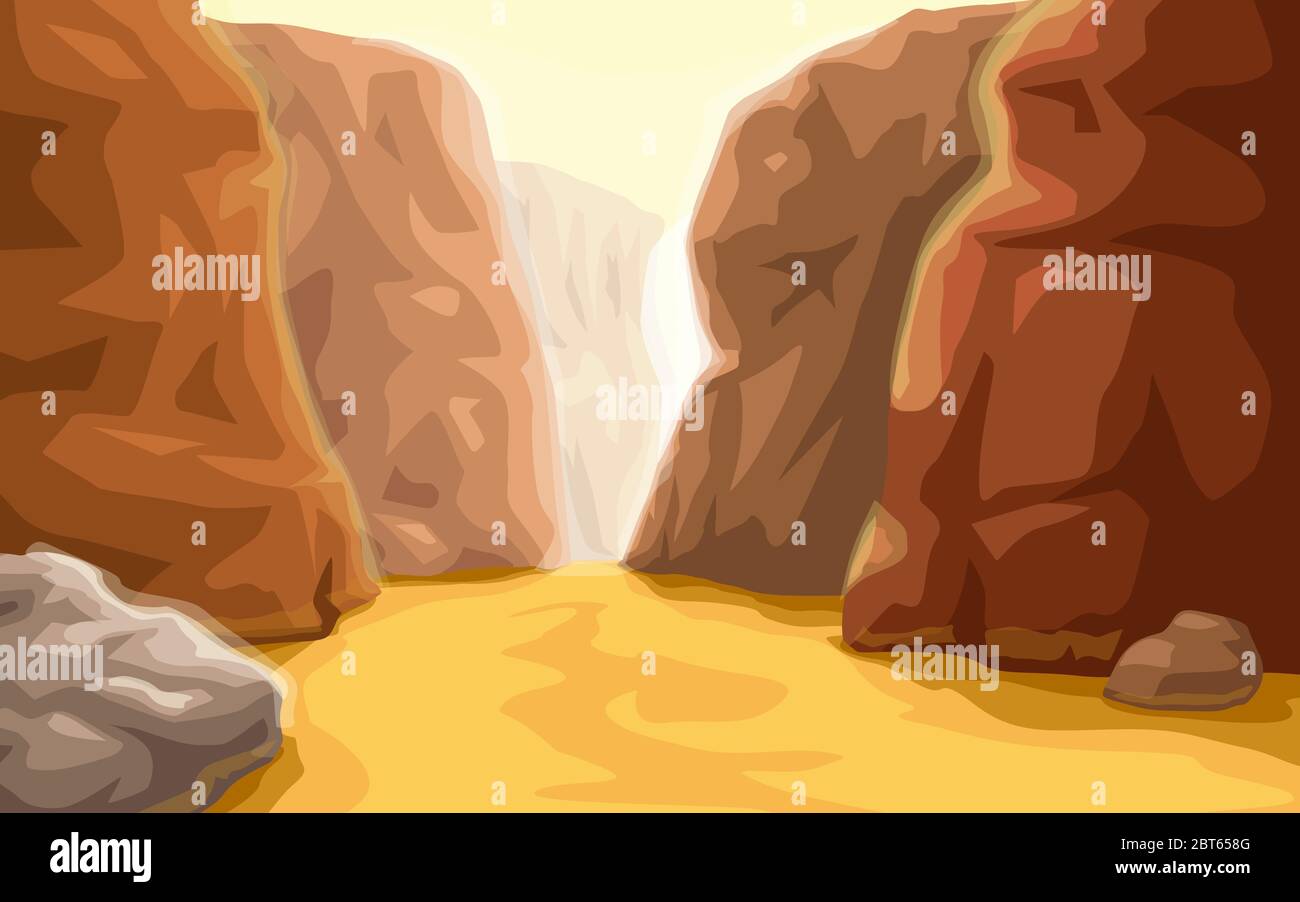 Cartoon Canyon Landschaft am Boden Stock Vektor