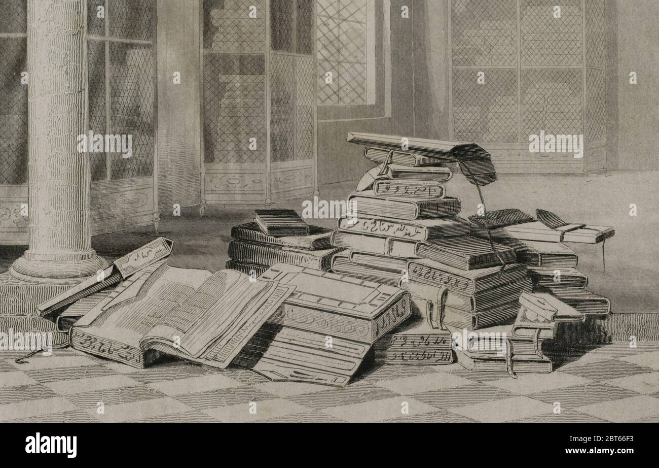 Osmanisches Reich. Türkische Bücher. Gravur von Lemaitre. Historia de Turquia von Joseph Marie Jouannin (1783-1844) und Jules Van Gaver, 1840. Stockfoto