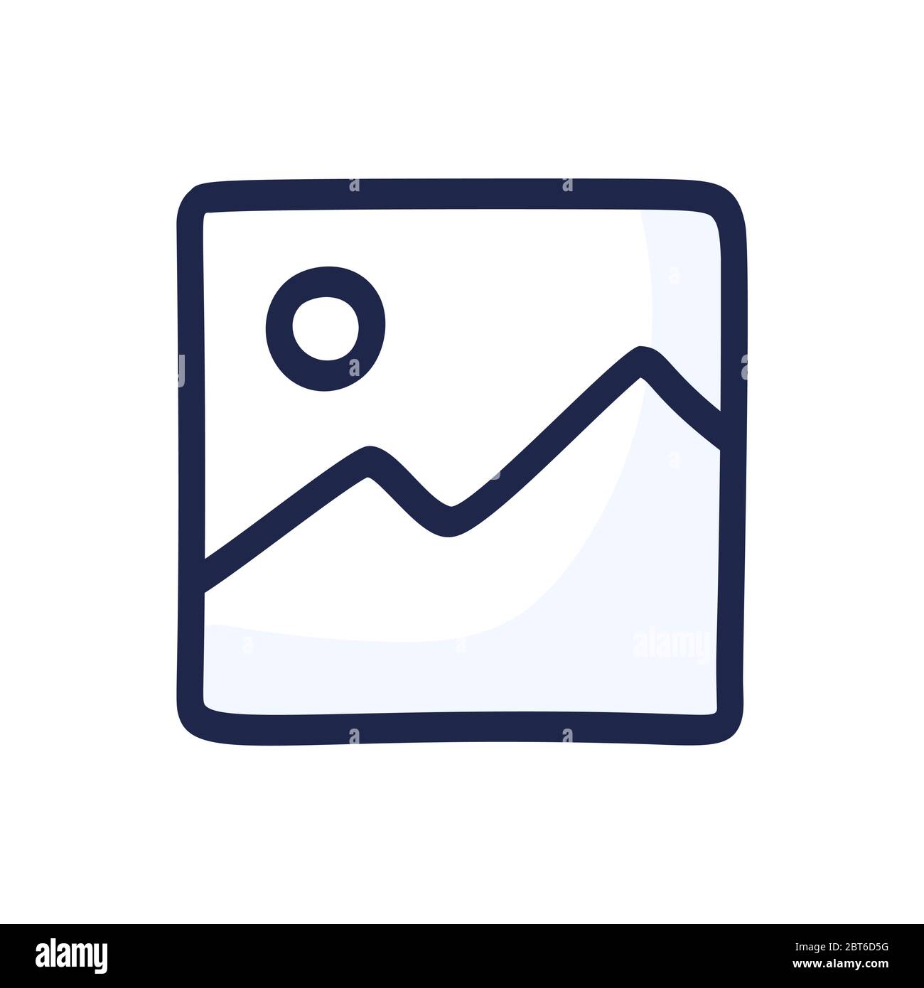 Handgezeichneter Vektor Illustration eines Galeriebildes. Cartoon Doodle und Linienelemente. Isoliert auf weißem Hintergrund. Stock Vektor